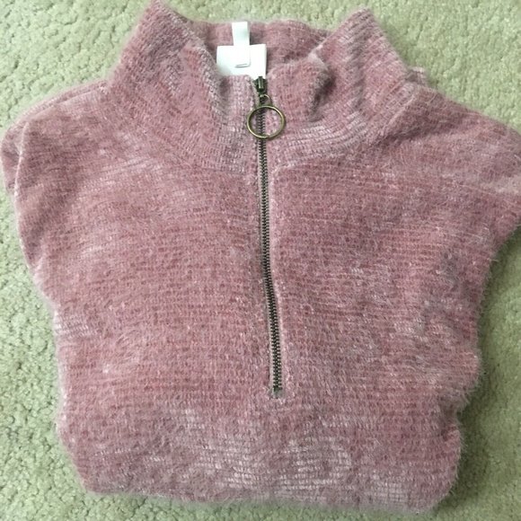 Self Esteem Jackets & Blazers - NWT Women's Fuzzy Jacket Quarter Zip Blush Pink L.
